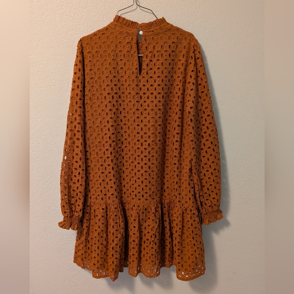 Jodifl Orange Eyelet Long Sleeve Dress - Picture 2 of 6